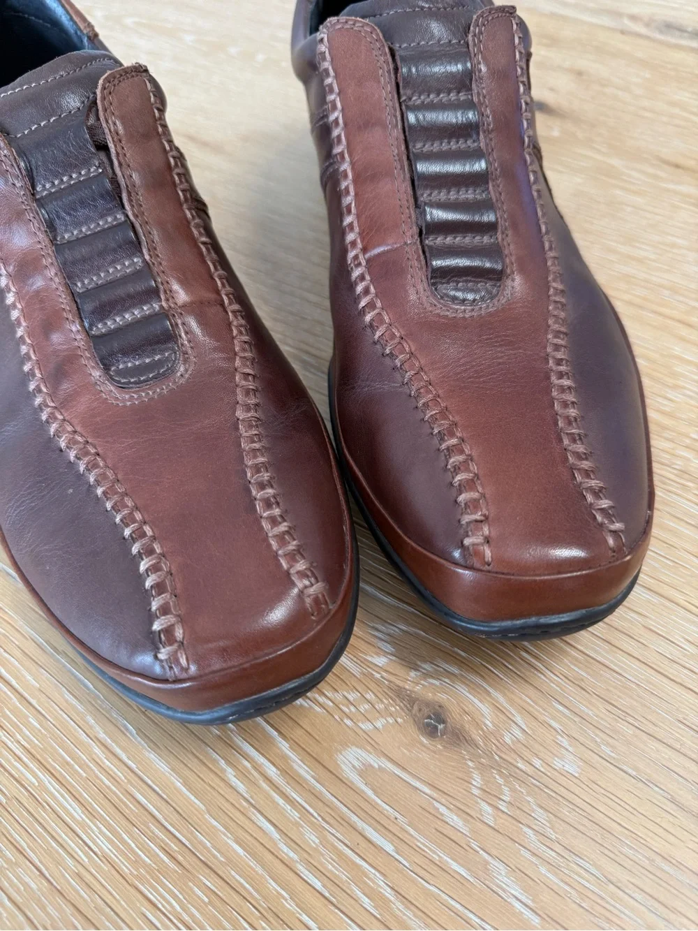 Pikolinos Men’s Brown Leather Handstitched Slip-On Loafers Driving Shoes size 46
